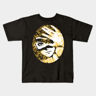 Punk Fashion Style Oval Gold Glowing Girl Kids T-Shirt